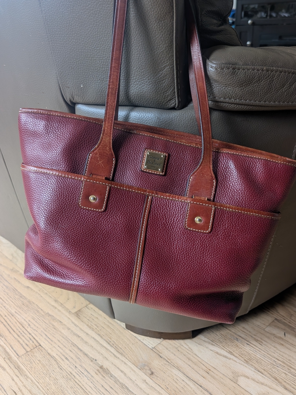 Dooney & Bourke Burgundy Leather Tote Bag